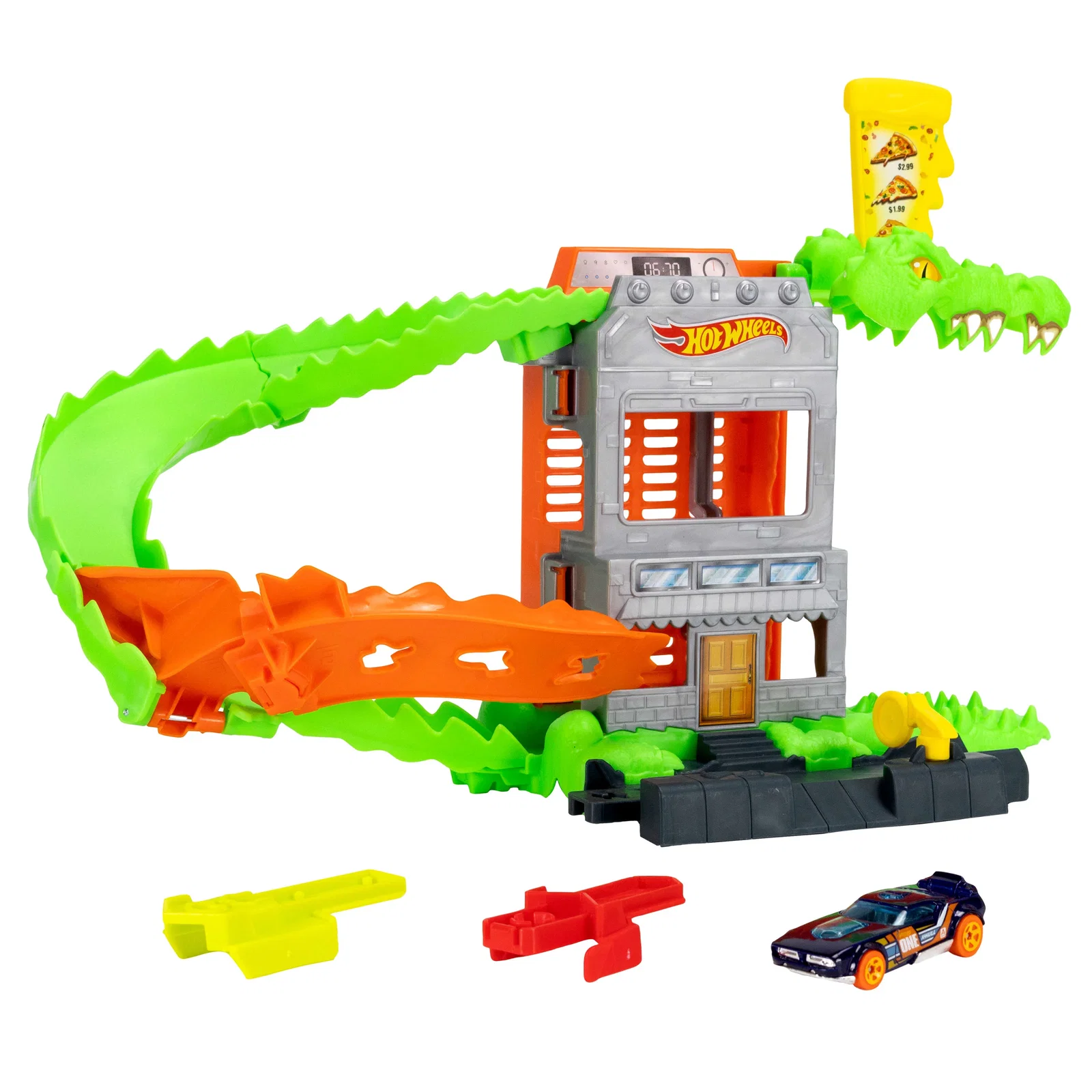 Image of Hot Wheels City Croc Pizza Attack Playset