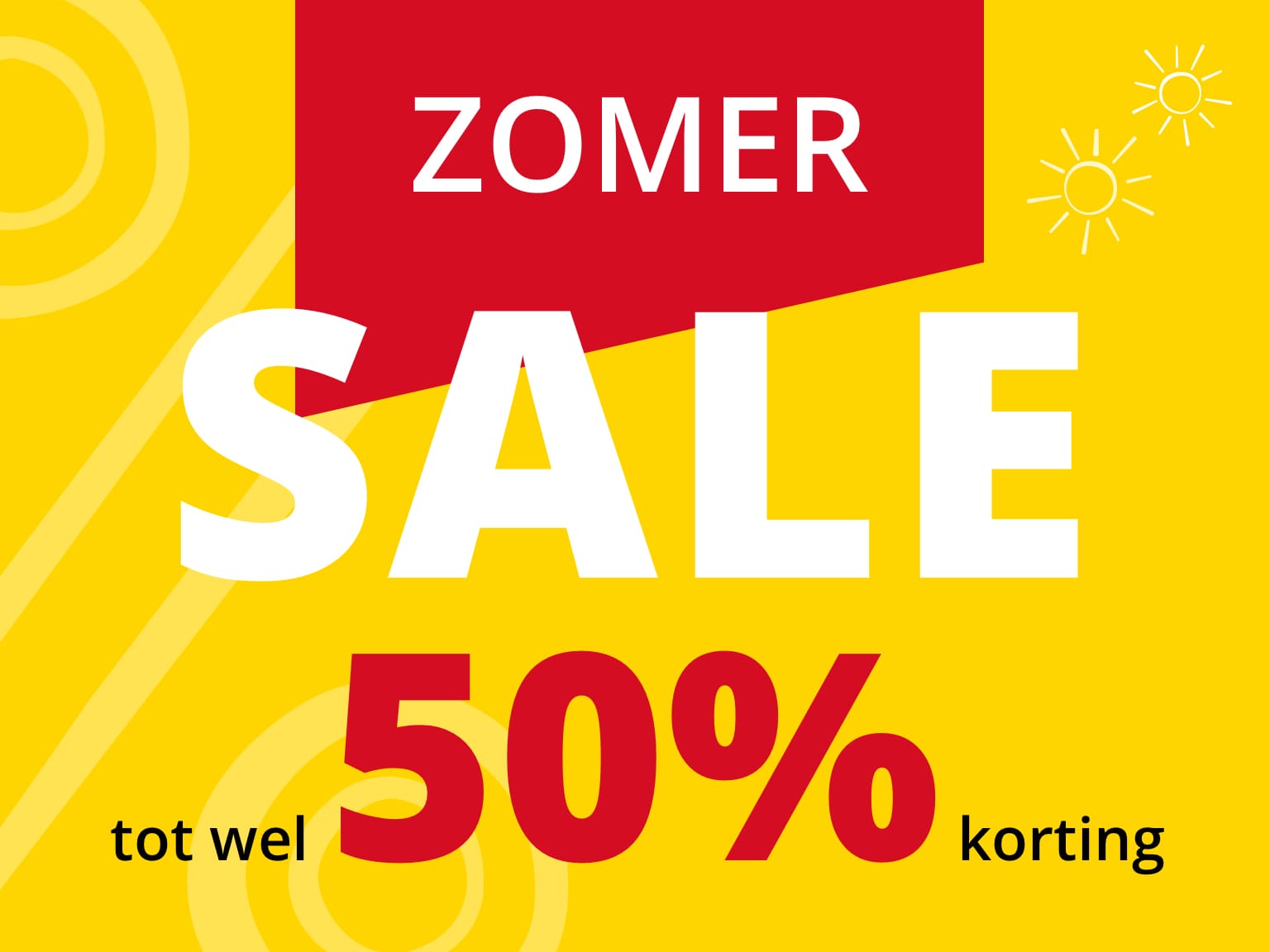 Tekst in de afbeelding: Zomer sale tot wel 50% korting