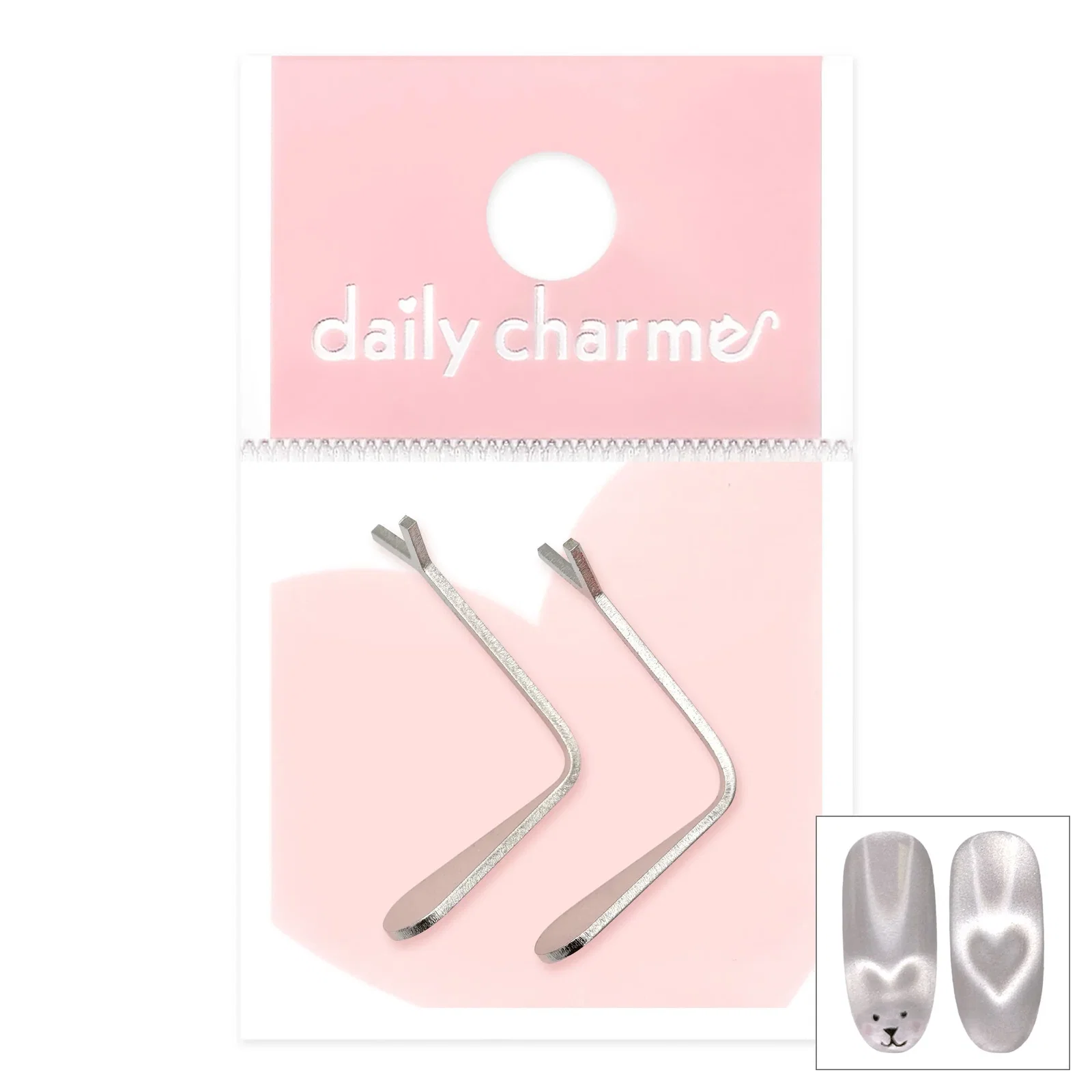 Image of Daily Charme - Magnetic Cat Eye Beating Heart Metal Clip Set