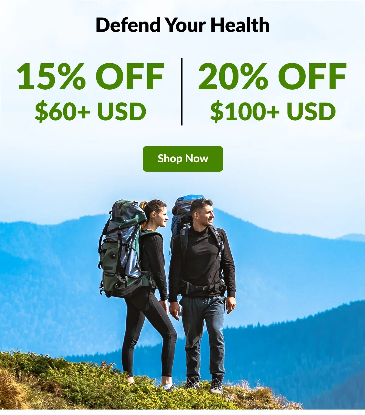 Defend Your Health. 15% OFF $60+ USD | 20% OFF $100+ USD. Shop Now