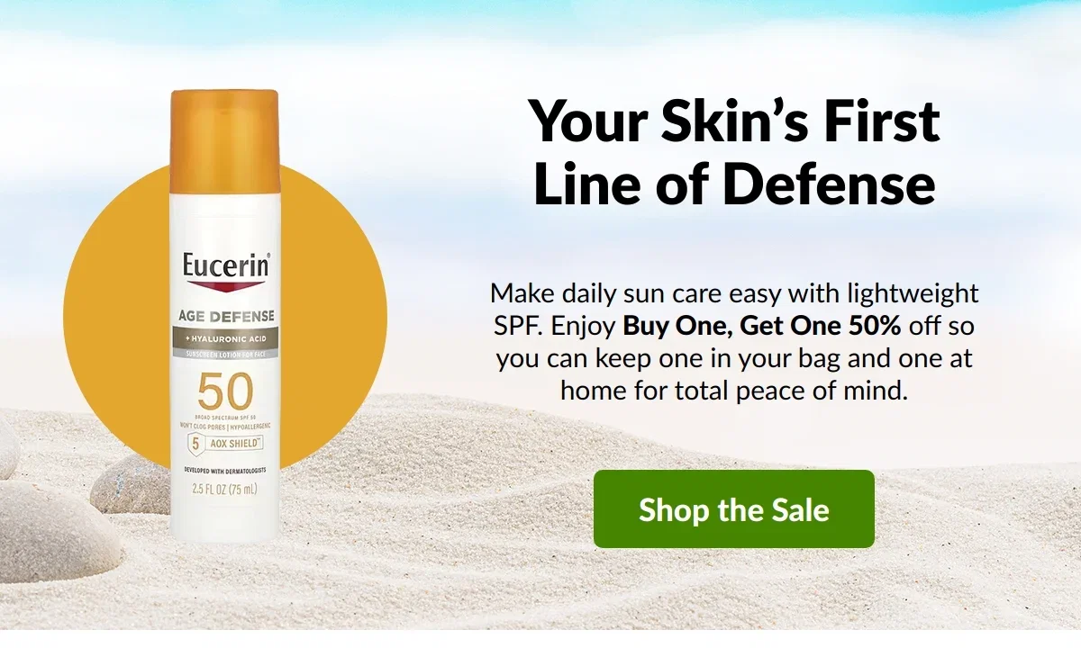 Your Skin’s First Line of Defense. Make daily sun care easy with lightweight SPF. Enjoy Buy One, Get One 50% off so you can keep one in your bag and one at home for total peace of mind. Shop the Sale.
