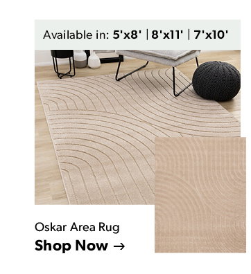 Available in 5 by 8 feet, 8 by 11 feet, 7 by 10 feet. Oskar Area Rug. Click to shop now