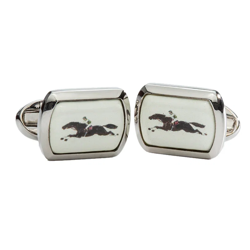 Image of Silver Race Horse Cufflinks