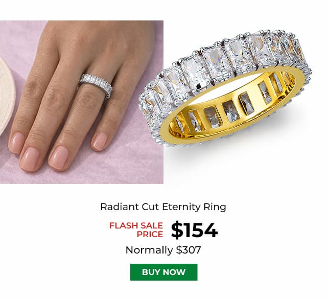 Radiant Cut Eternity Ring Gold Clad