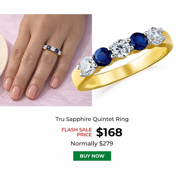 Tru Sapphire Quintet Ring Gold Clad