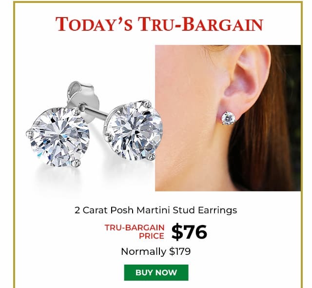 2 Carat Posh Martini Stud Earrings Platinum Clad