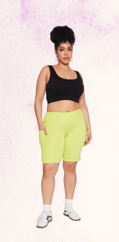 Shop Plus Size Cell Phone Pocket Biker Shorts