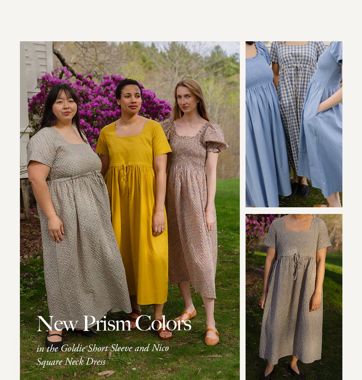 New Prism colors in the Goldie Short Sleeve and Nico Square Neck Dress
