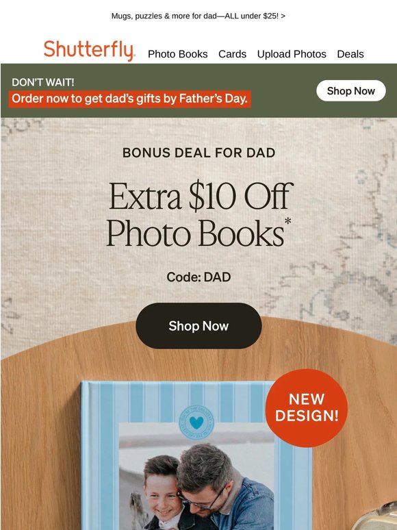 Extra $10 off photo books for dad! 🎉