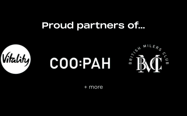 Proud Partners of England Athletics, BMC, Parkrun, Vitality, Coopah and more 