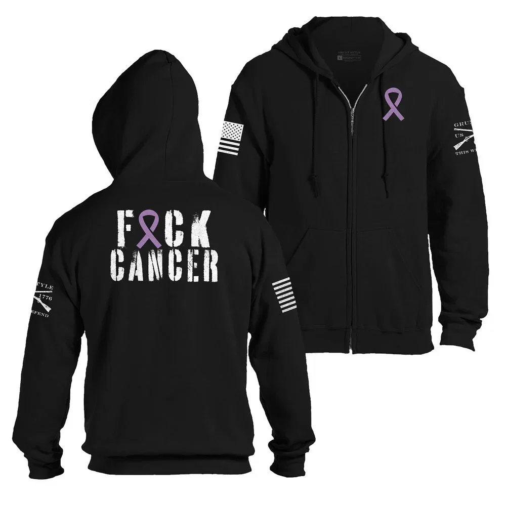 Image of F*ck Cancer Full-Zip Hoodie - Black