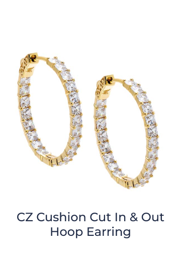 CZ Cushion Cut In & Out Hoop Earring