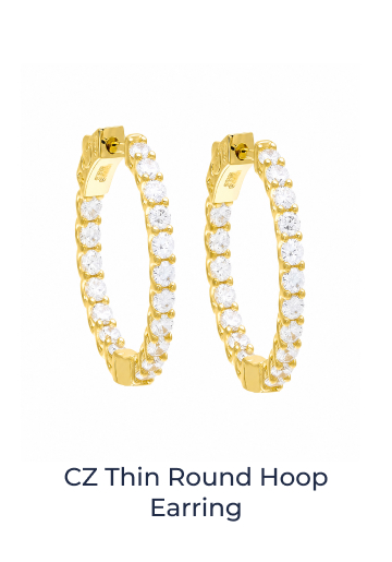 CZ Thin Round Hoop Earring