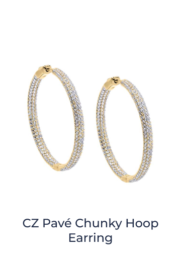 CZ Pave Chunky Hoop Earring