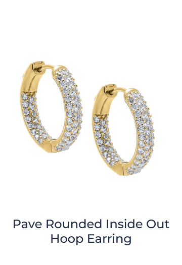 Pave Rounded Inside Out Hoop Earring