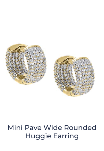 Mini Pave Wide Rounded Huggie Earring