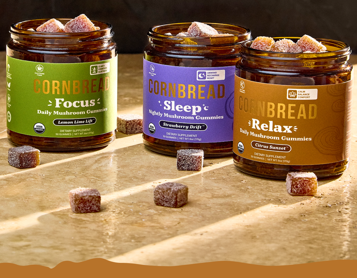 Cornbread Mushroom Gummies: Focus, Sleep and Relax