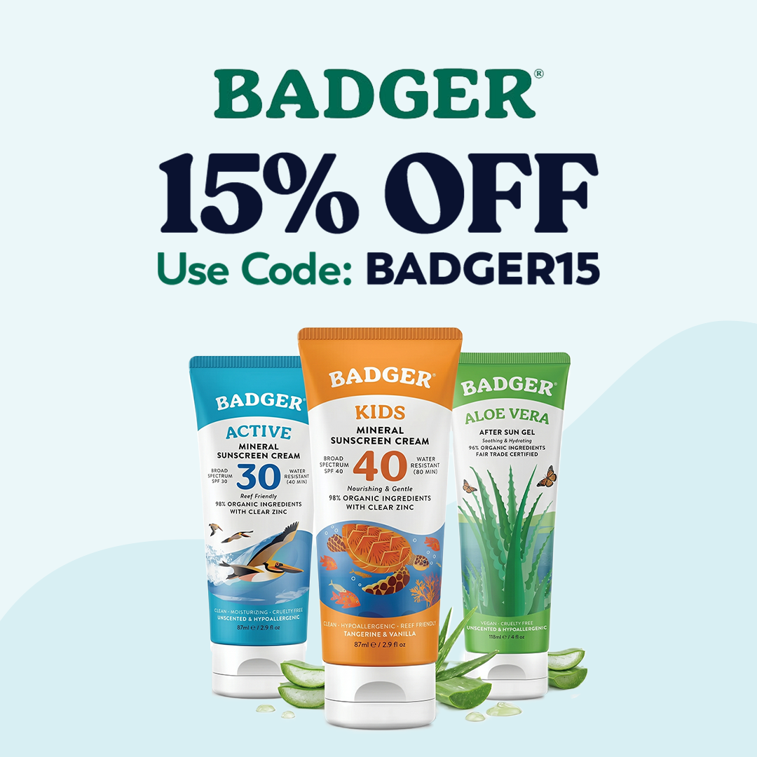 Badger products with 15% OFF select items. Use Code: BADGER