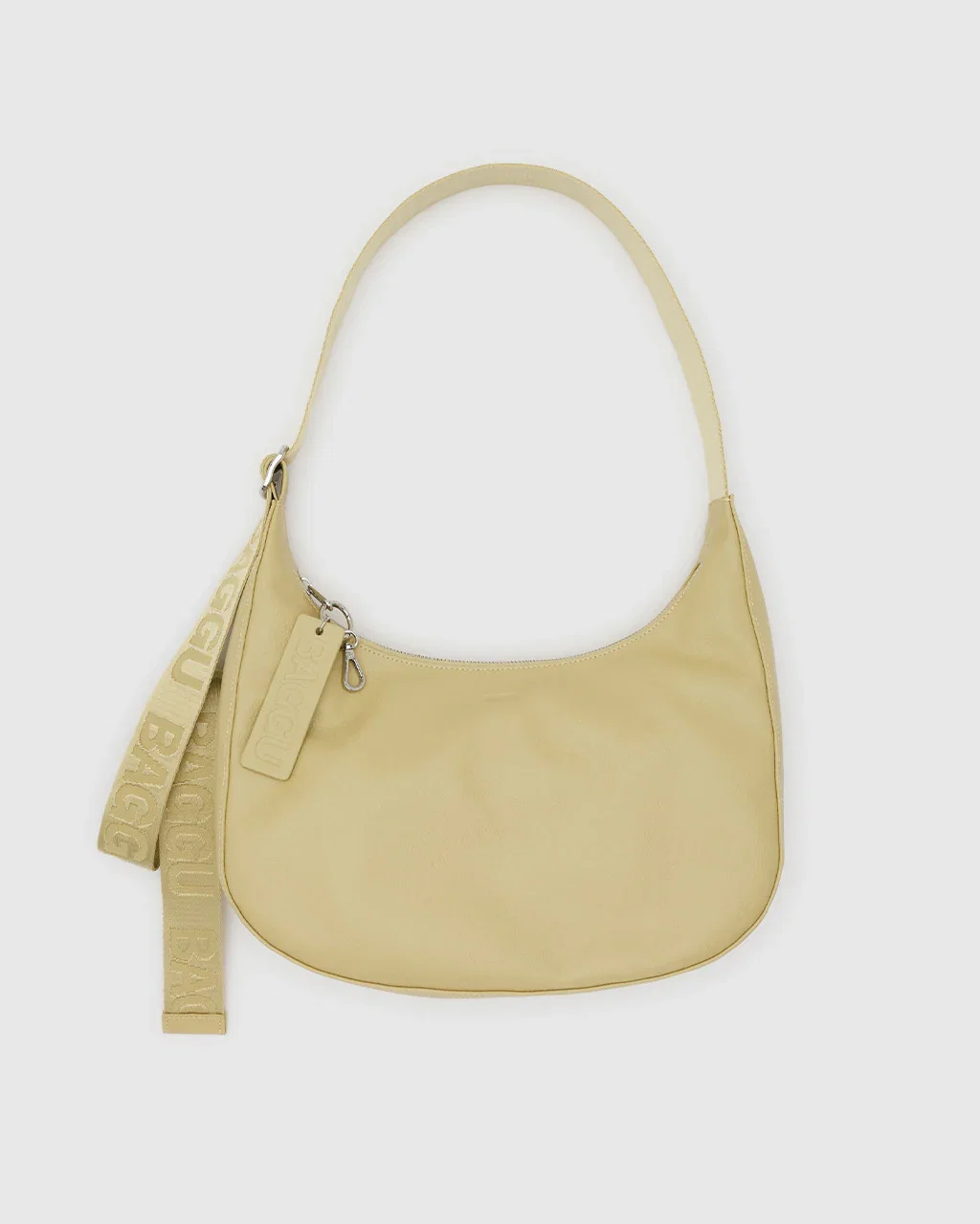 Image of Medium Recycled Leather Crescent Bag - Straw