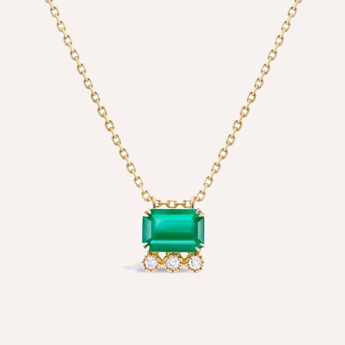 Betony Emerald & Lab-Created Diamond Pendant