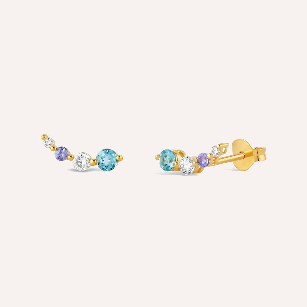 Shuga Lab-Created Diamond & Gemstone Crawler Studs