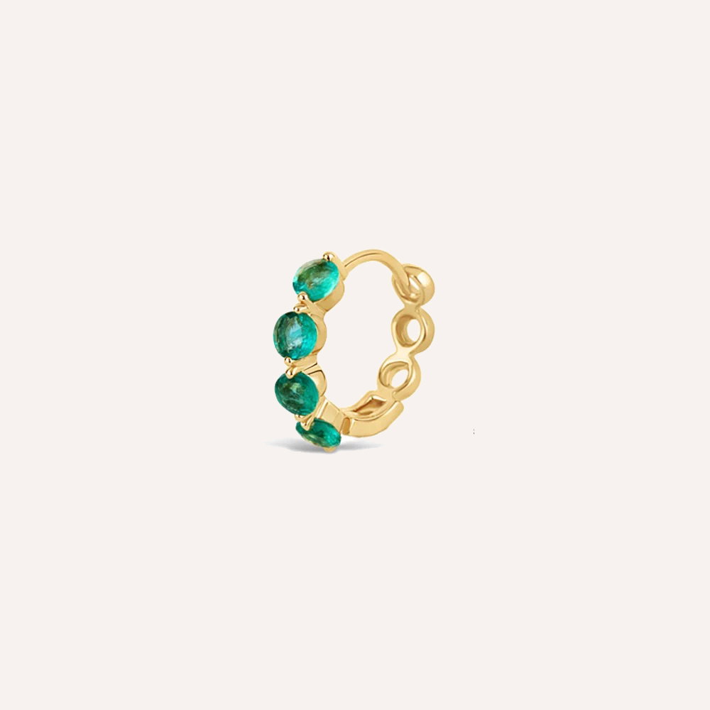 Shuga 9K Gold Single Emerald Huggie Hoop