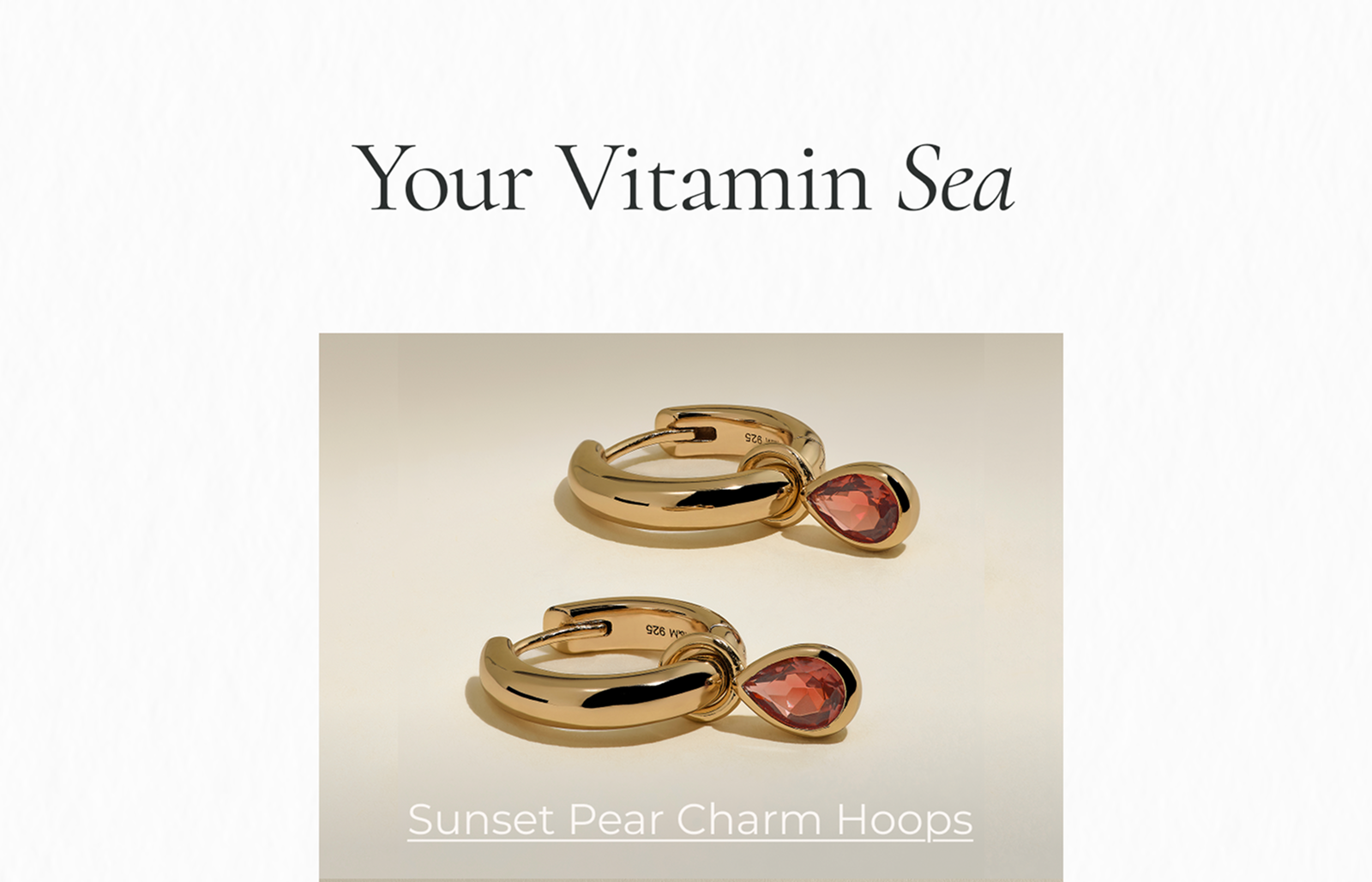 Sunset Pear Charm Hoops in Gold