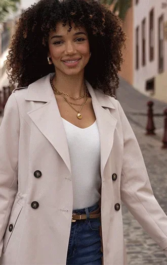 Ecru Cinched Waist Trench Coat
