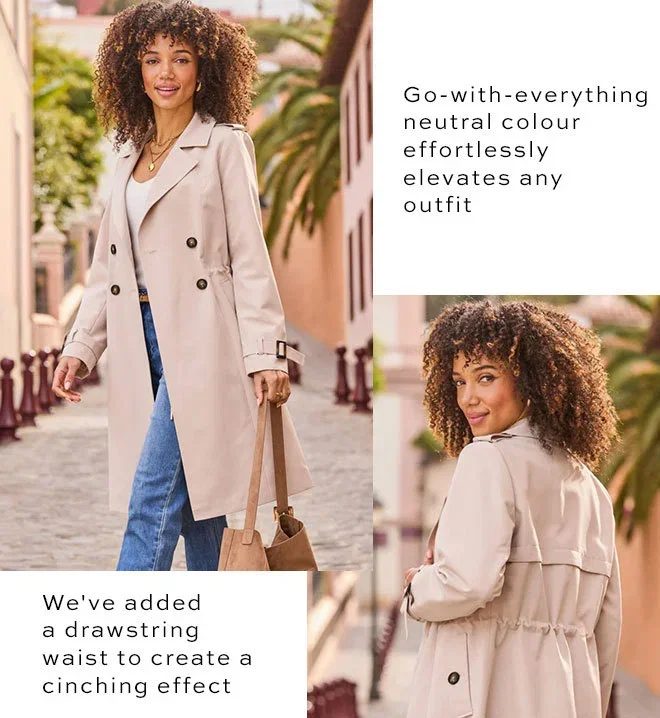 Ecru Cinched Waist Trench Coat