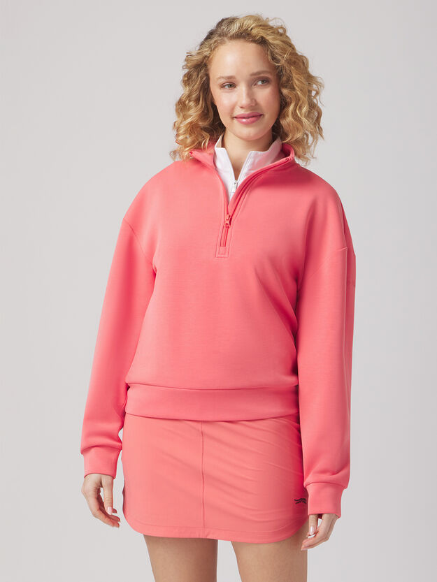 Pacific Luxe Quarter Zip - Feisty Flamingo