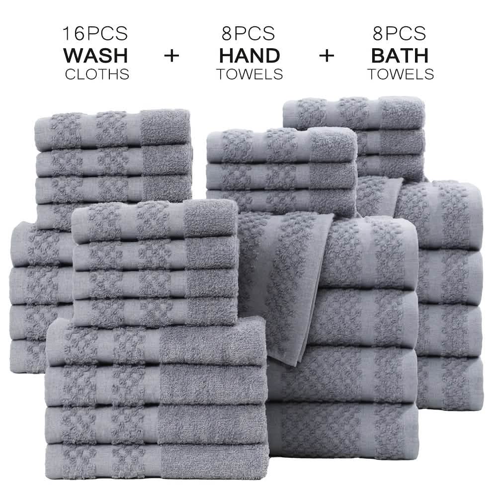 Image of Gray Cotton Bath Towel Set (10–32 pcs)