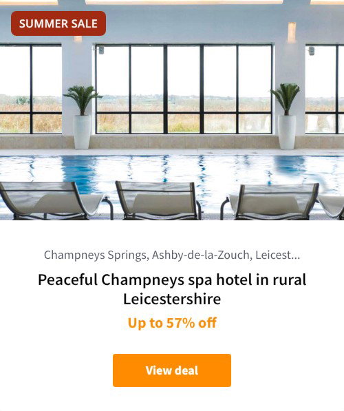 Peaceful Champneys spa hotel in rural Leicestershire