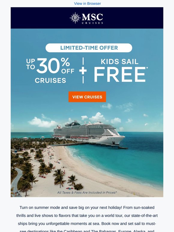 Limited-Time Offer Alert! Up to 30% off Cruises & More