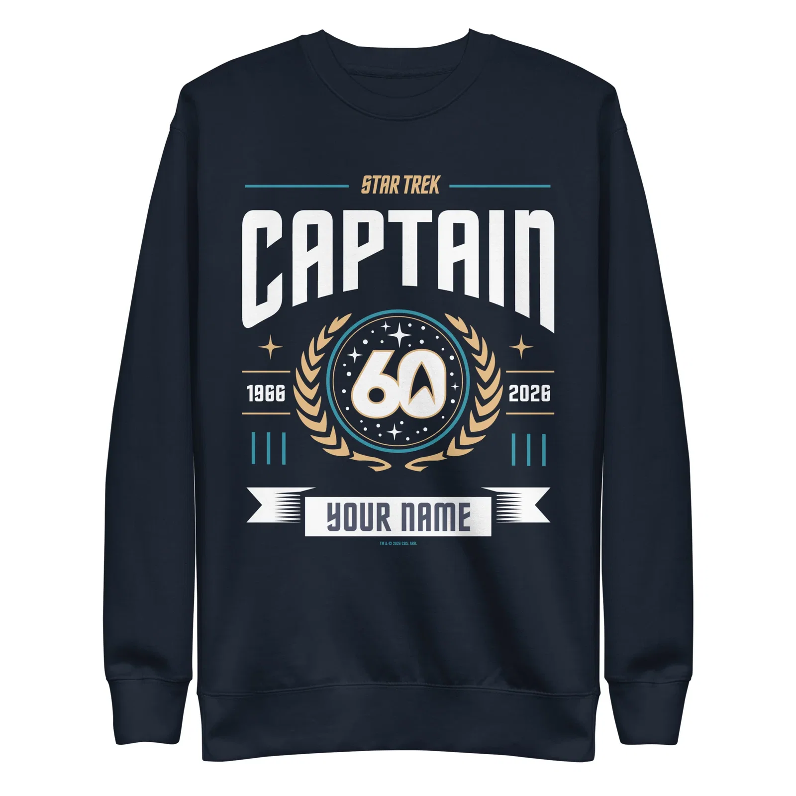 Image of Star Trek Captain Personalized Name Sweatshirt 60th Anniversary