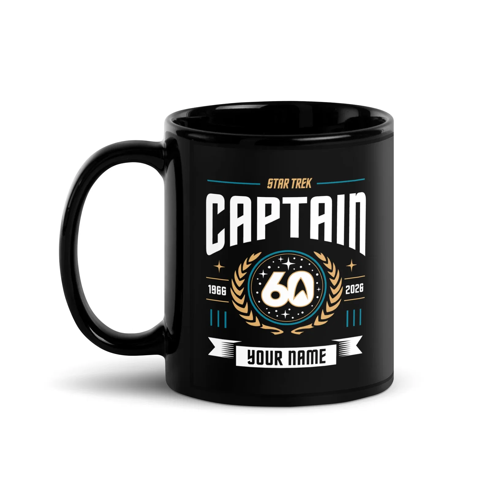 Image of Star Trek Captain Personalized Name Mug 60th Anniversary