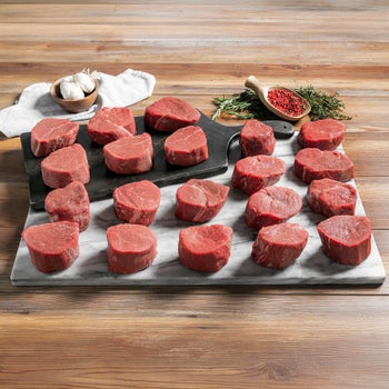 Great Southern All Natural, Antibiotic Free, Grass Fed Beef, Filet Mignon Steak 8 oz, 20-Pack, 10 lbs Total