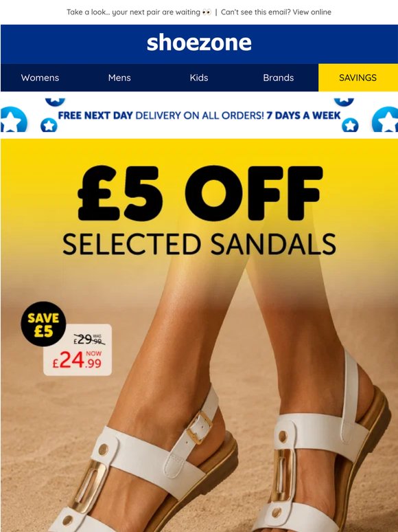 £5 off selected sandals? YES PLEASE!
