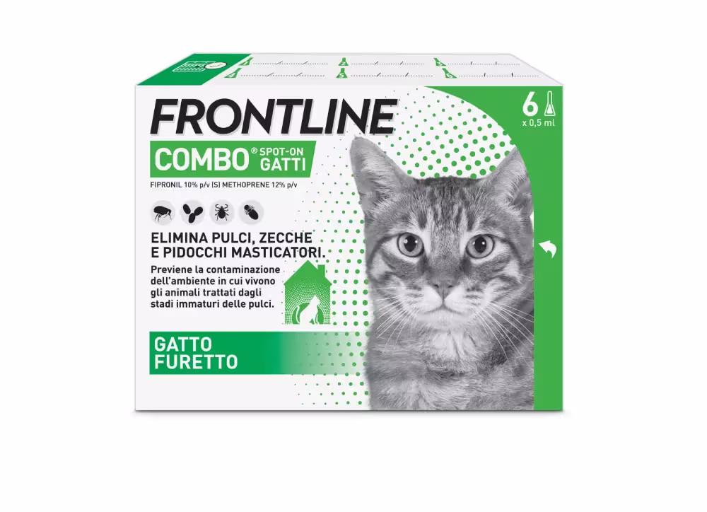 Frontline Combo Gatti x6 Pipette Antiparassitario Contro Pulci, Zecche e Pidocchi