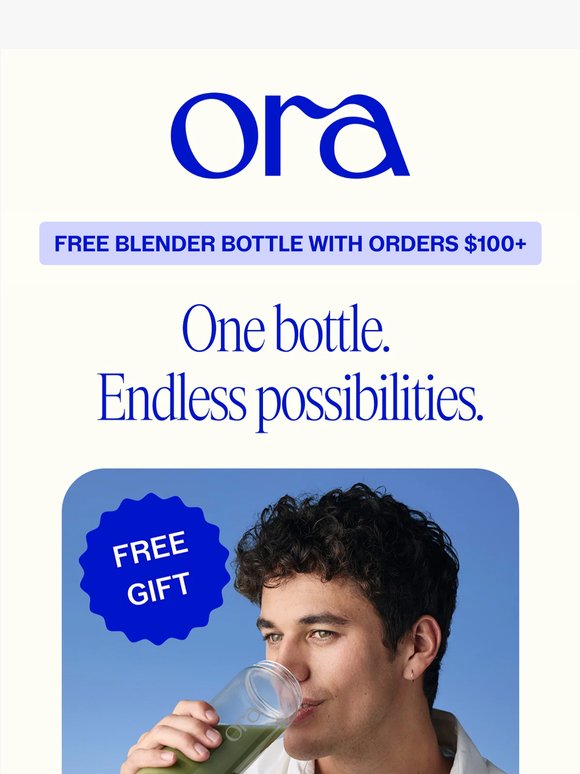 Free blender bottle with orders $100+