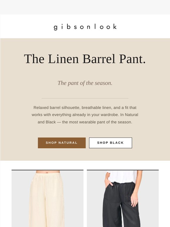 Meet the Linen Barrel Pant.