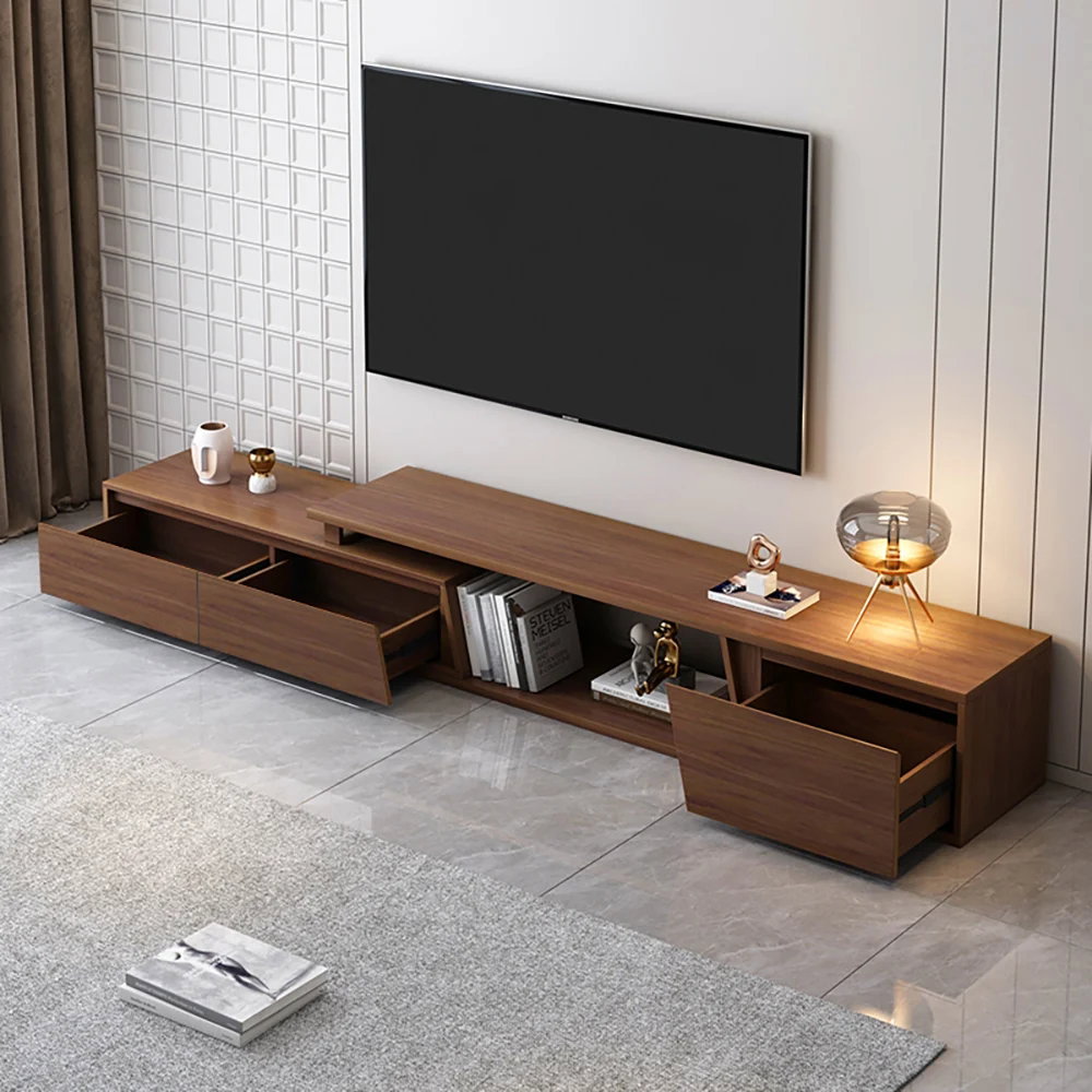 Fero 71"-110" Reversible Extendable TV Stand with 3 Drawers