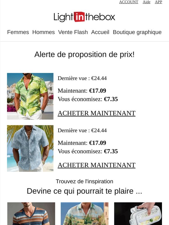 Alerte Vente Chemise hawaïenne homme : 20% de Réduction !