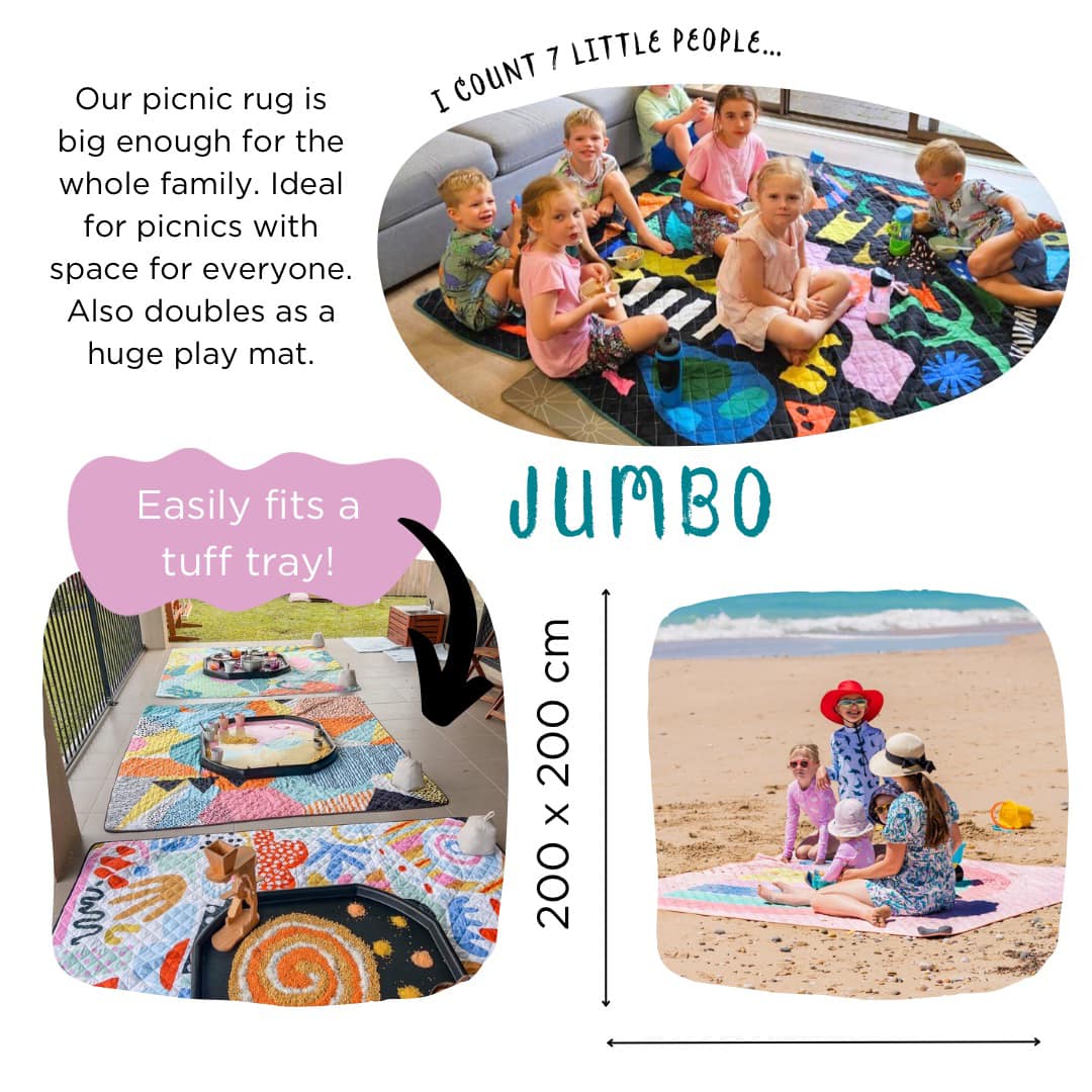 Jumbo Play Mat (200cm x 200cm) – Perfect for family picnics, beach days and large sensory play setups.