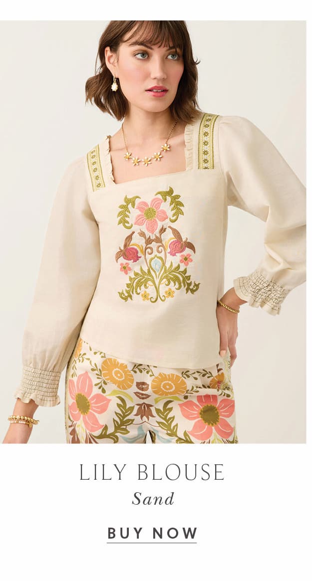 Lily Embroidered Blouse Sand