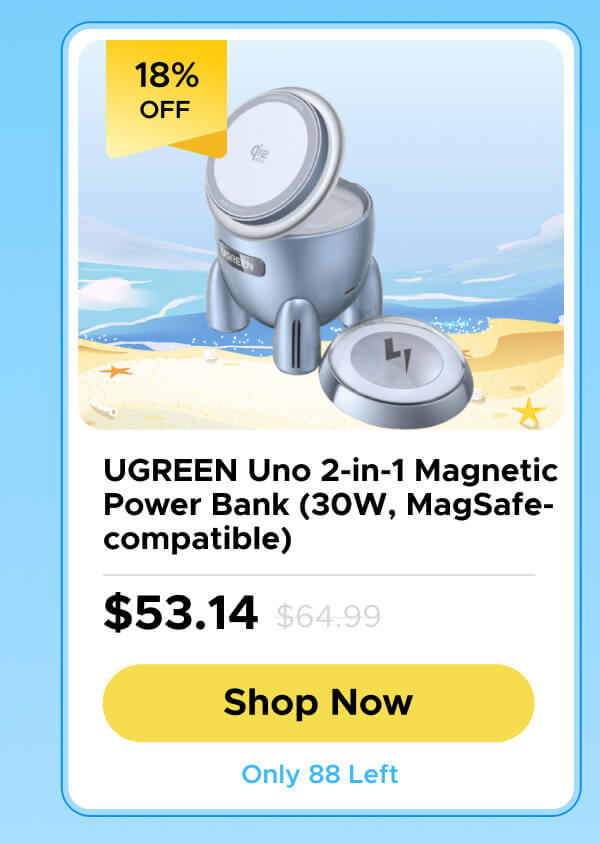UGREEN Uno2-in-1 Magnetic Power Bank (30W, MagSafe-compatible)