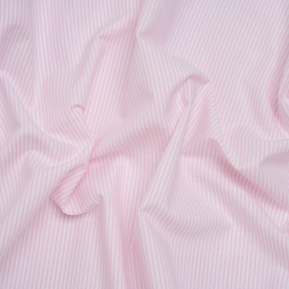 Image of Cotton Shirting - Light Pink and White Candy Stripes - Designer Deadstock