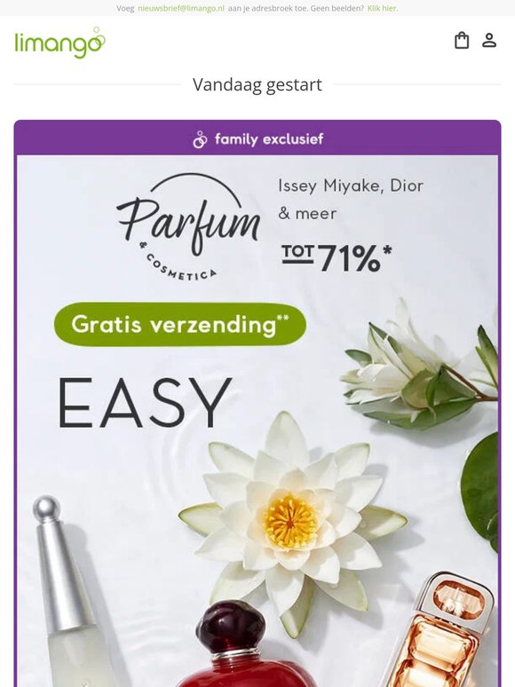 Geen verzendkosten voor Parfum & Cosmetica 🍒 Tot -71% op Issey Miyake, Dior & meer >>