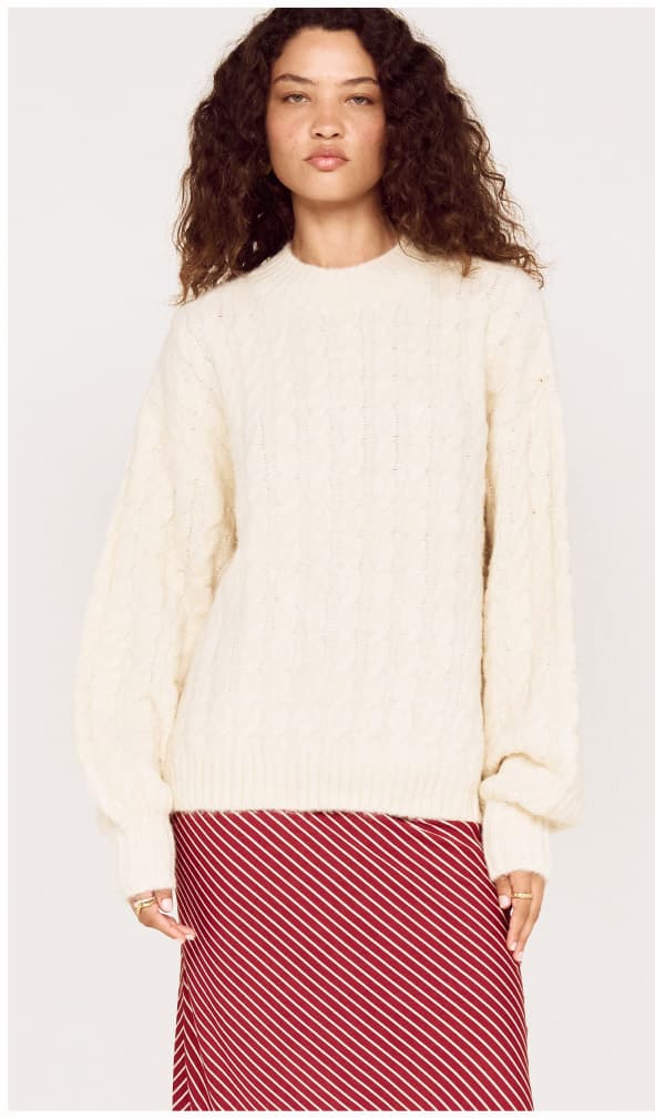 Cream Relaxed Fit Cable Knit Jumper
