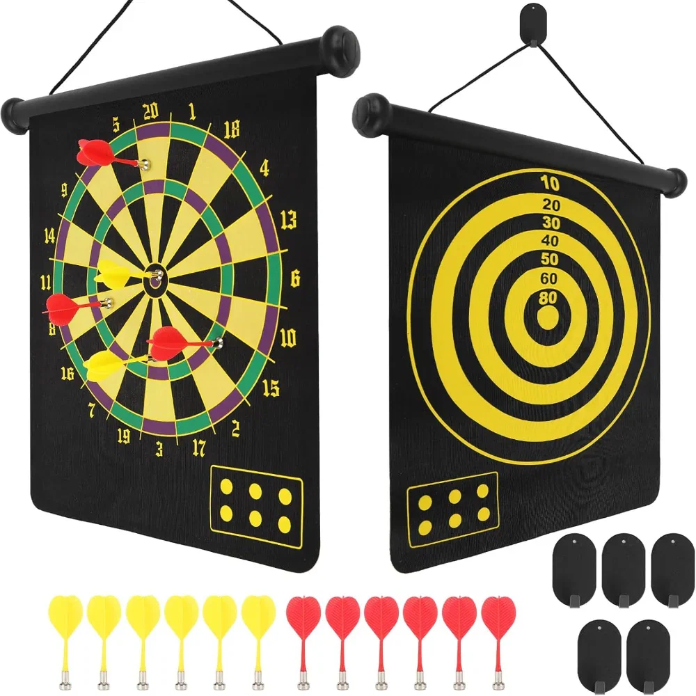 Magnetic Dart Board Set - Safe Indoor-Outdoor Game with Darts for Kids and Teens