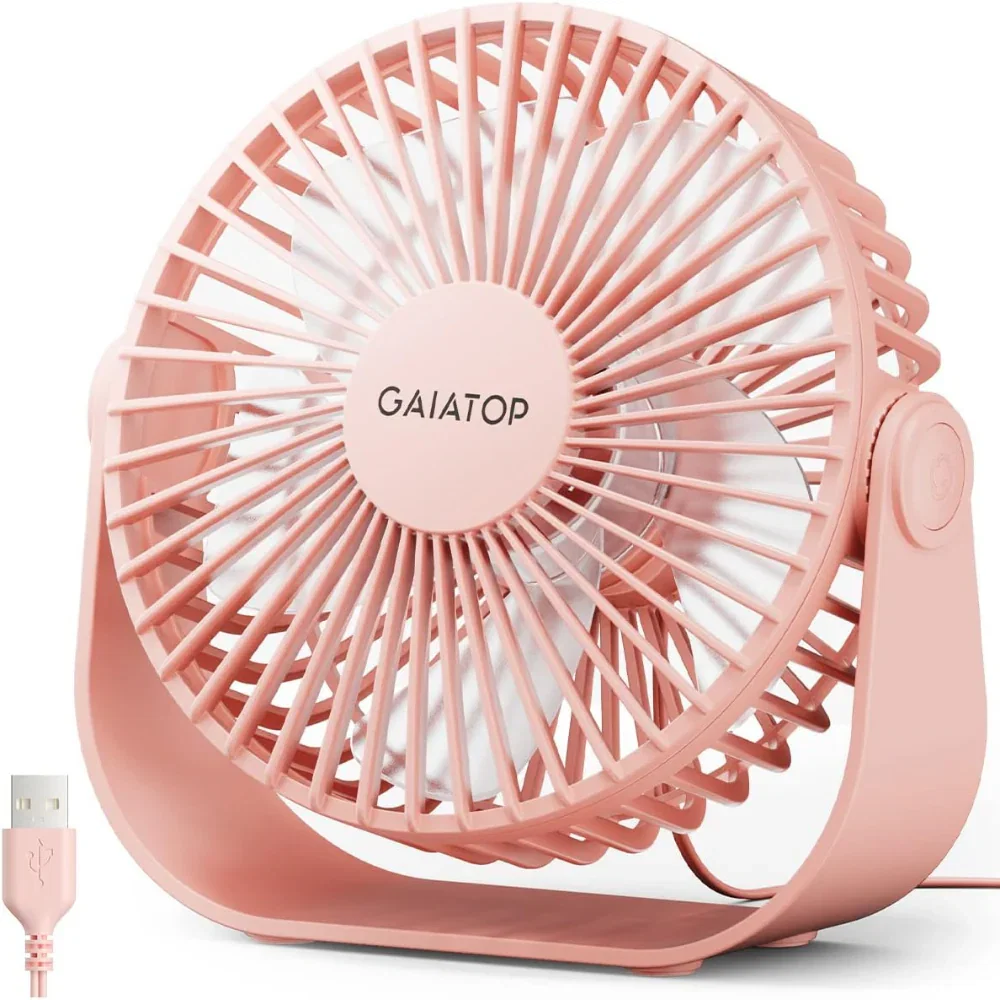 USB Desk Fan – 3-Speed Adjustable Airflow – 90° Rotating Quiet Cooling Fan – Portable Table Fan for Bedroom, Office & Travel